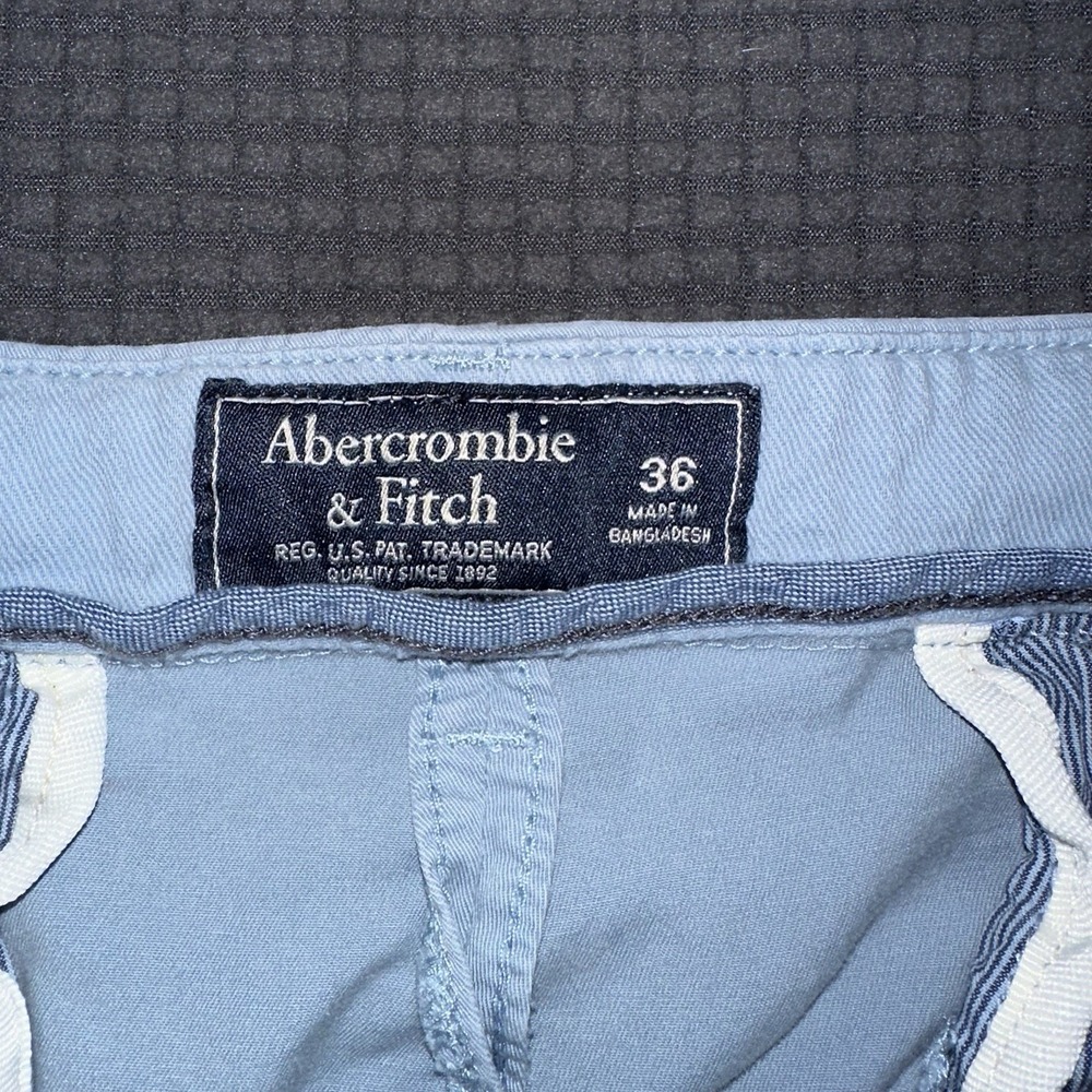 Abercrombie Fitch Light Blue Chino Shorts Mens 36 Stretch Casual Flat Front - Picture 3 of 7